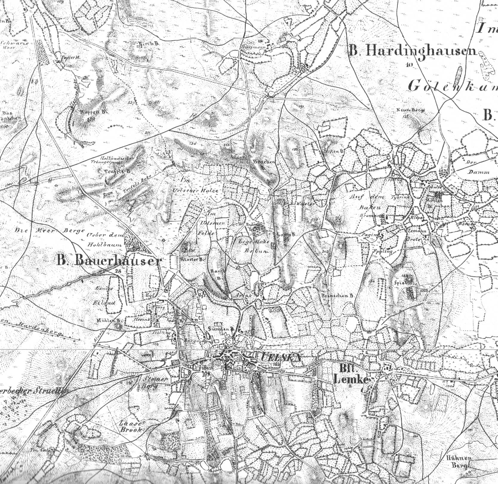 Karte von Uelsen nach Friedrich Gauß